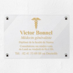 Plaque médecin personnalisée en plexiglas transparent 30x20cm