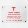 Plaque médecin personnalisée en plexiglas transparent 30x20cm