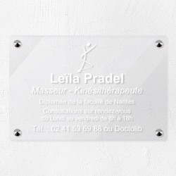Plaque kiné personnalisée en plexiglas transparent 30x20cm