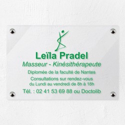 Plaque kiné personnalisée en plexiglas transparent 30x20cm