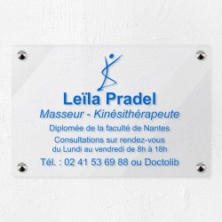 Plaque kiné personnalisée en plexiglas transparent 30x20cm