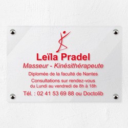 Plaque kiné personnalisée en plexiglas transparent 30x20cm