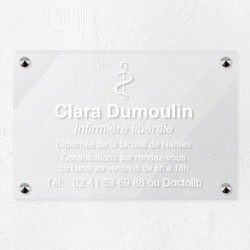 Plaque personnalisée en plexiglas transparent pour infirmière 30x20cm