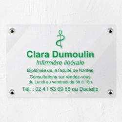 Plaque personnalisée en plexiglas transparent pour infirmière 30x20cm