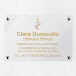 Plaque personnalisée en plexiglas transparent pour infirmière 30x20cm