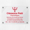 Plaque psychologue en plexiglas transparent à personnaliser 30x20cm