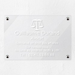 Plaque avocat personnalisée en plexiglas transparent 30x20cm