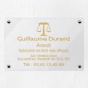 Plaque avocat personnalisée en plexiglas transparent 30x20cm