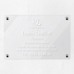 Plaque notaire personnalisée en plexiglas transparent 30x20cm
