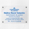Plaque commissaire justice personnalisée en plexi transparent 30x20cm