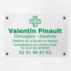 Plaque dentiste en plexiglas transparent 30x20cm