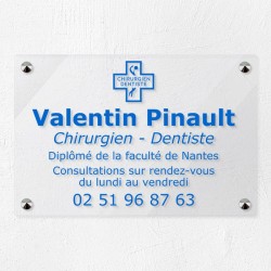Plaque dentiste en plexiglas transparent 30x20cm