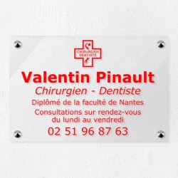 Plaque dentiste en plexiglas transparent 30x20cm