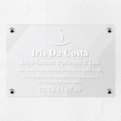 Plaque sage-femme en plexiglas transparent 30x20cm