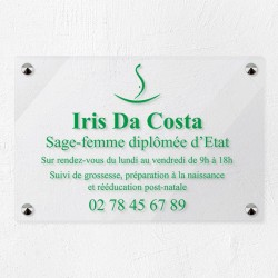 Plaque sage-femme en plexiglas transparent 30x20cm