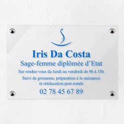 Plaque sage-femme en plexiglas transparent 30x20cm