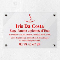 Plaque sage-femme en plexiglas transparent 30x20cm