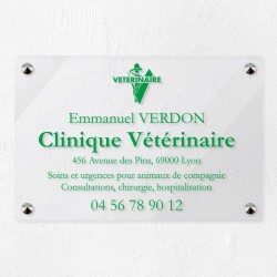 Plaque vétérinaire en plexiglas transparent 30x20cm