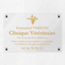 Plaque vétérinaire en plexiglas transparent 30x20cm