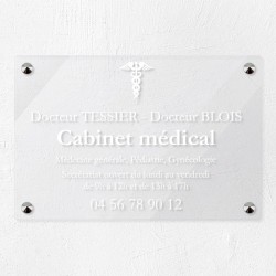 Plaque cabinet médical en plexiglas transparent 30x20cm