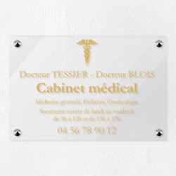 Plaque cabinet médical en plexiglas transparent 30x20cm