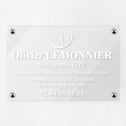 Plaque ostéopathe en plexiglas transparent 30x20cm