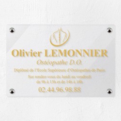 Plaque ostéopathe en plexiglas transparent 30x20cm