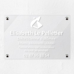 Plaque diététicien en plexiglas transparent 30x20cm