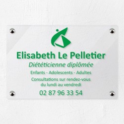 Plaque diététicien en plexiglas transparent 30x20cm