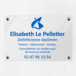Plaque diététicien en plexiglas transparent 30x20cm