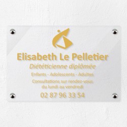Plaque diététicien en plexiglas transparent 30x20cm