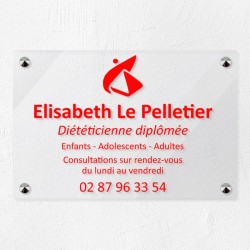 Plaque diététicien en plexiglas transparent 30x20cm