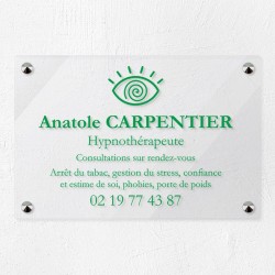 Plaque hypnothérapeute en plexiglas transparent 30x20cm