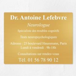 Plaque professionnelle en laiton 40x30cm