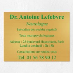 Plaque professionnelle en laiton 40x30cm