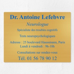 Plaque professionnelle en laiton 40x30cm
