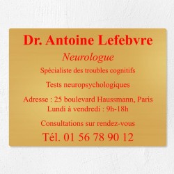 Plaque professionnelle en laiton 40x30cm