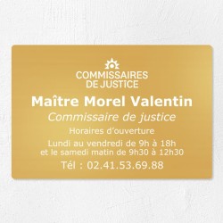 Plaque commissaire de justice en laiton à personnaliser 30x20cm