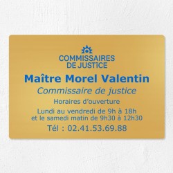 Plaque commissaire de justice en laiton à personnaliser 30x20cm