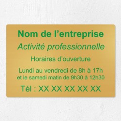 Plaque enseigne d'entreprise en laiton à personnaliser 30x20cm