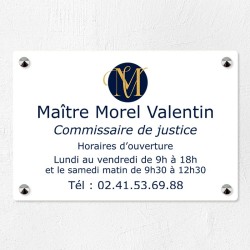 Plaque pour commissaire de justice en plexiglas sur-mesure 30x20cm