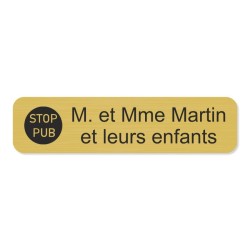 Plaque de boite aux lettres avec picto stop pub 10x2,5cm