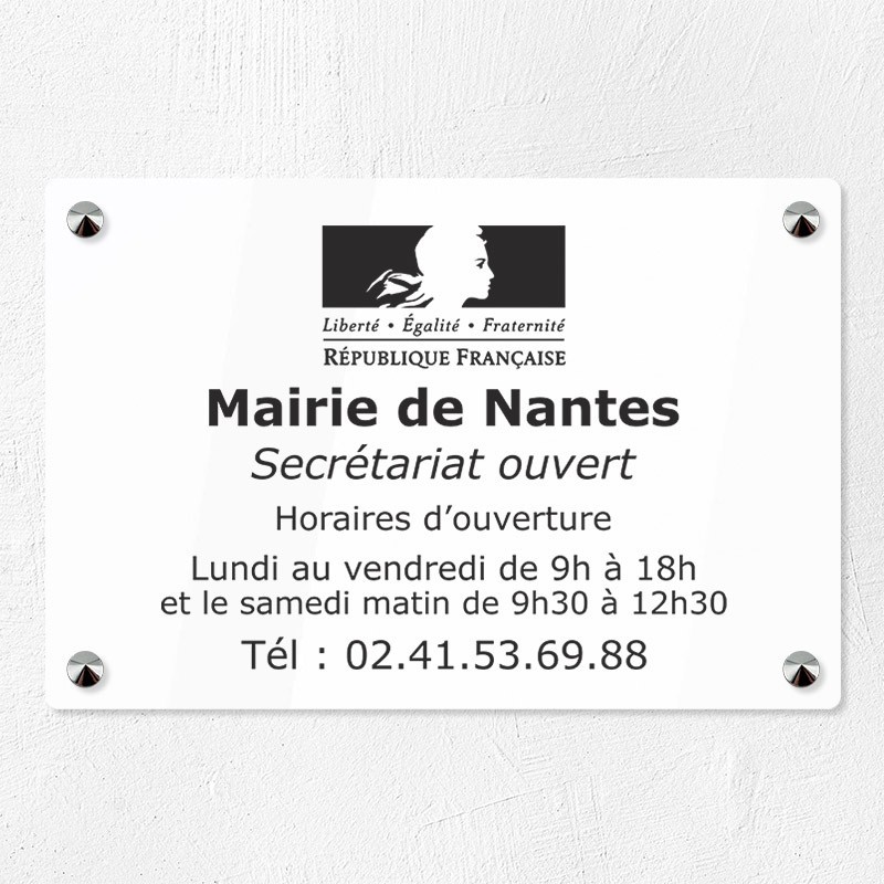 Plaque gravée pour mairie en plexiglas 30x20cm