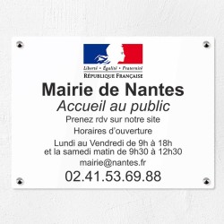 Plaque pour mairie en plexiglas quadri avec logo en couleur 40x30cm