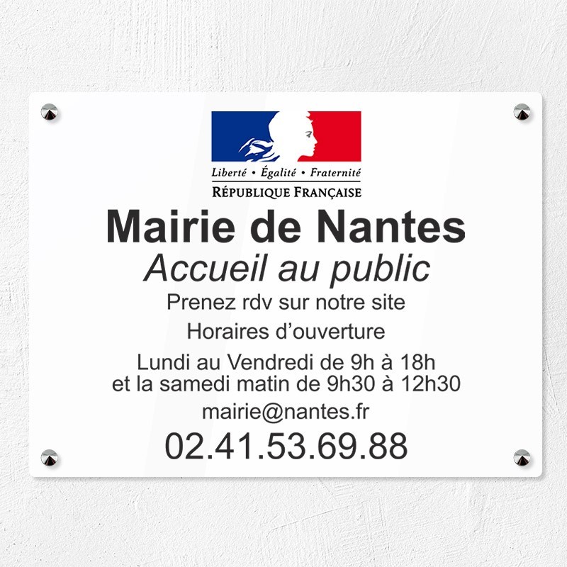 Plaque pour mairie en plexiglas quadri avec logo en couleur 40x30cm