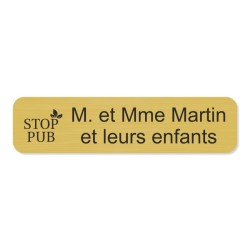 Plaque de boite aux lettres avec picto stop pub 10x2,5cm