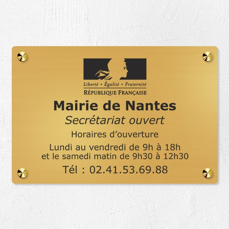 Plaque pour mairie en laiton à personnaliser 30x20cm