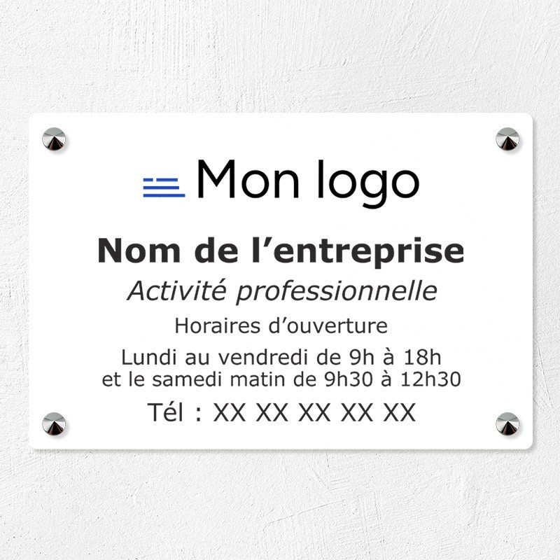 Plaque enseigne d'entreprise en plexiglas logo en couleur 30x20cm