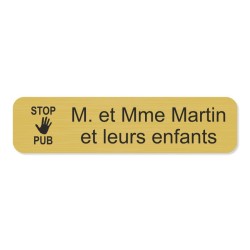 Plaque de boite aux lettres avec picto stop pub 10x2,5cm