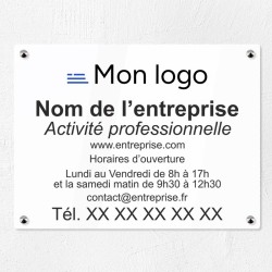 Plaque entreprise personnalisée en plexiglas logo couleur 40x30cm